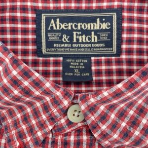 Abercrombie & Fitch Men's XL Button Up Shirt Red Plaid Outdoor Goods 100% Cotton